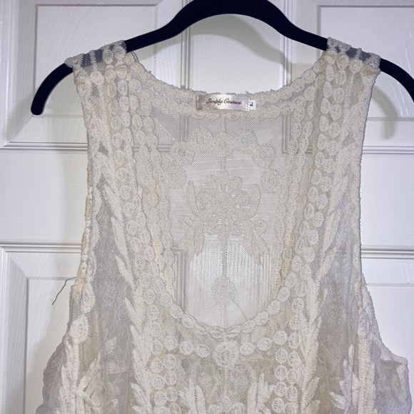 Simply Couture size large cream color sheer lace swimsuit coverup or dress - Picture 5 of 5